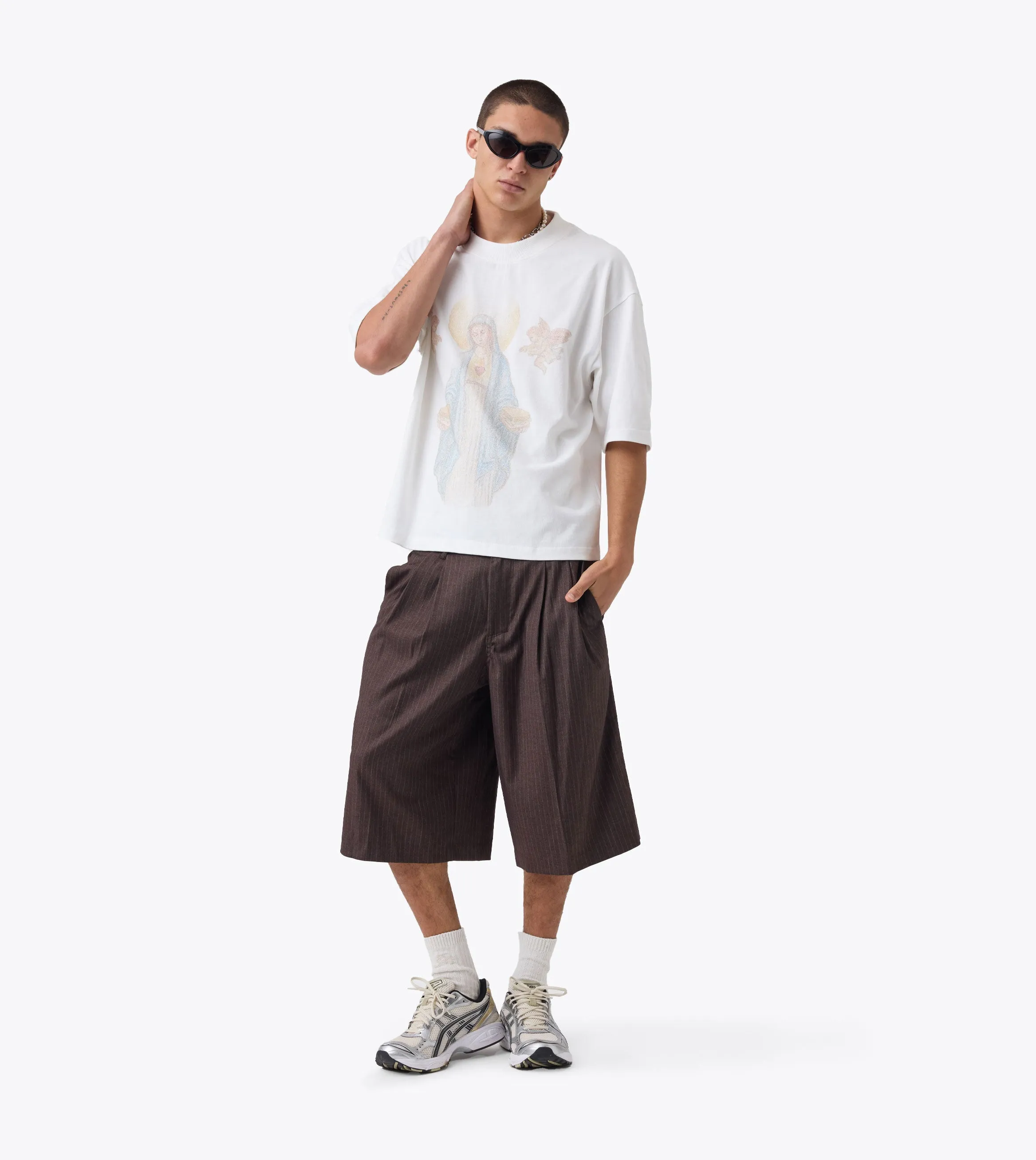 Pinstripe Mega Short Choc Stripe sold by Zanerobe product image thumbnail 2