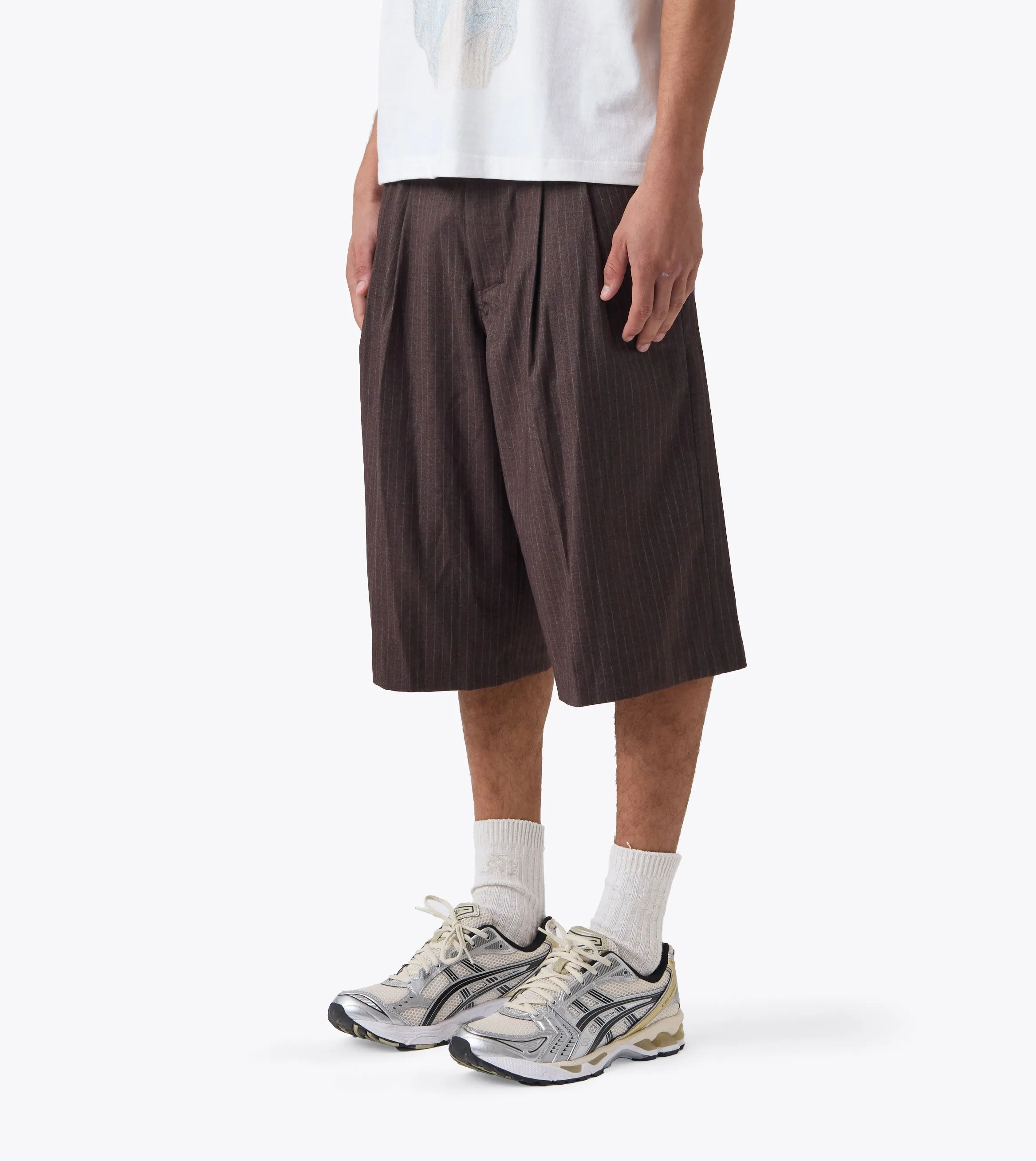 Pinstripe Mega Short Choc Stripe sold by Zanerobe product image thumbnail 3