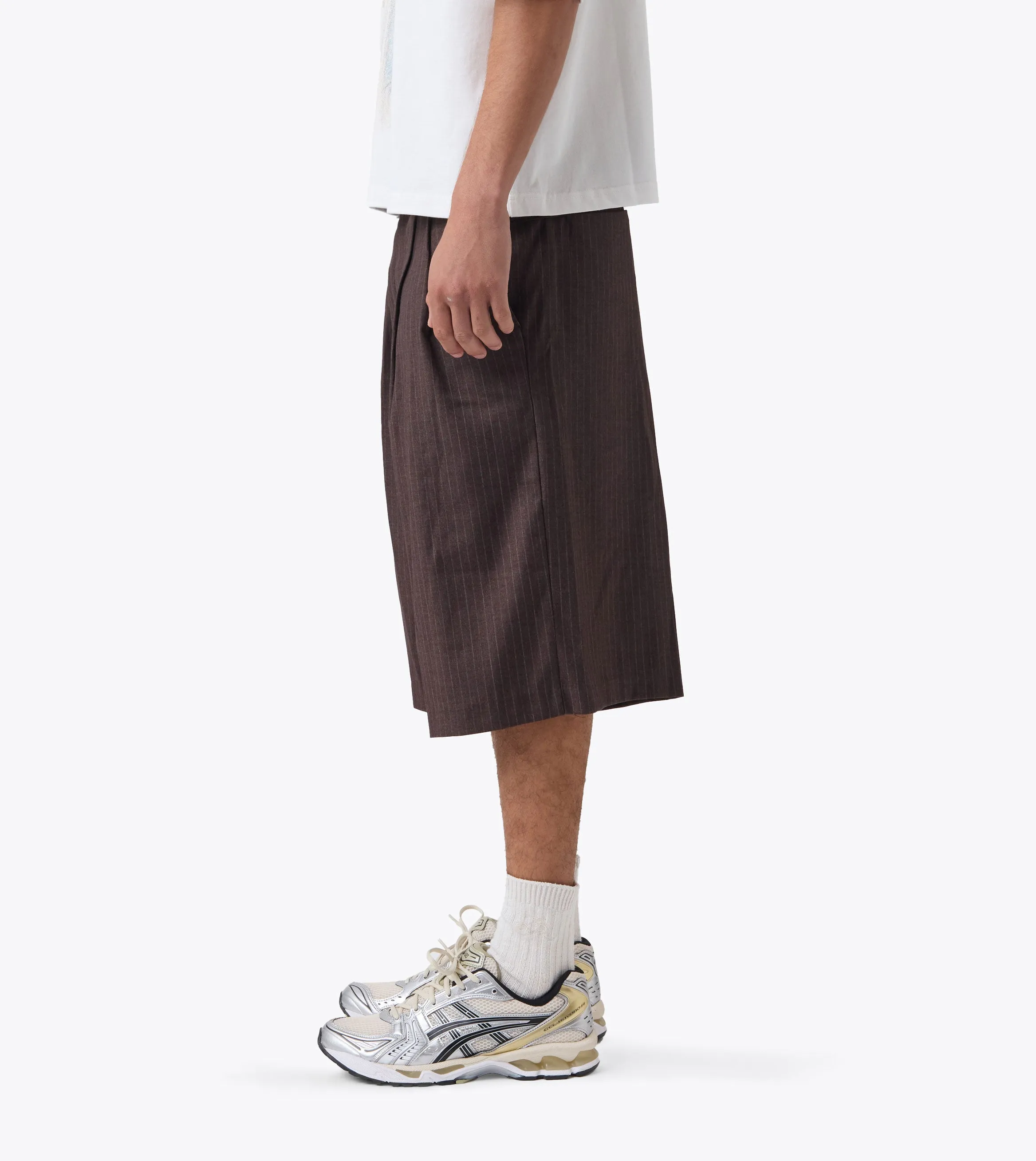 Pinstripe Mega Short Choc Stripe sold by Zanerobe product image thumbnail 4