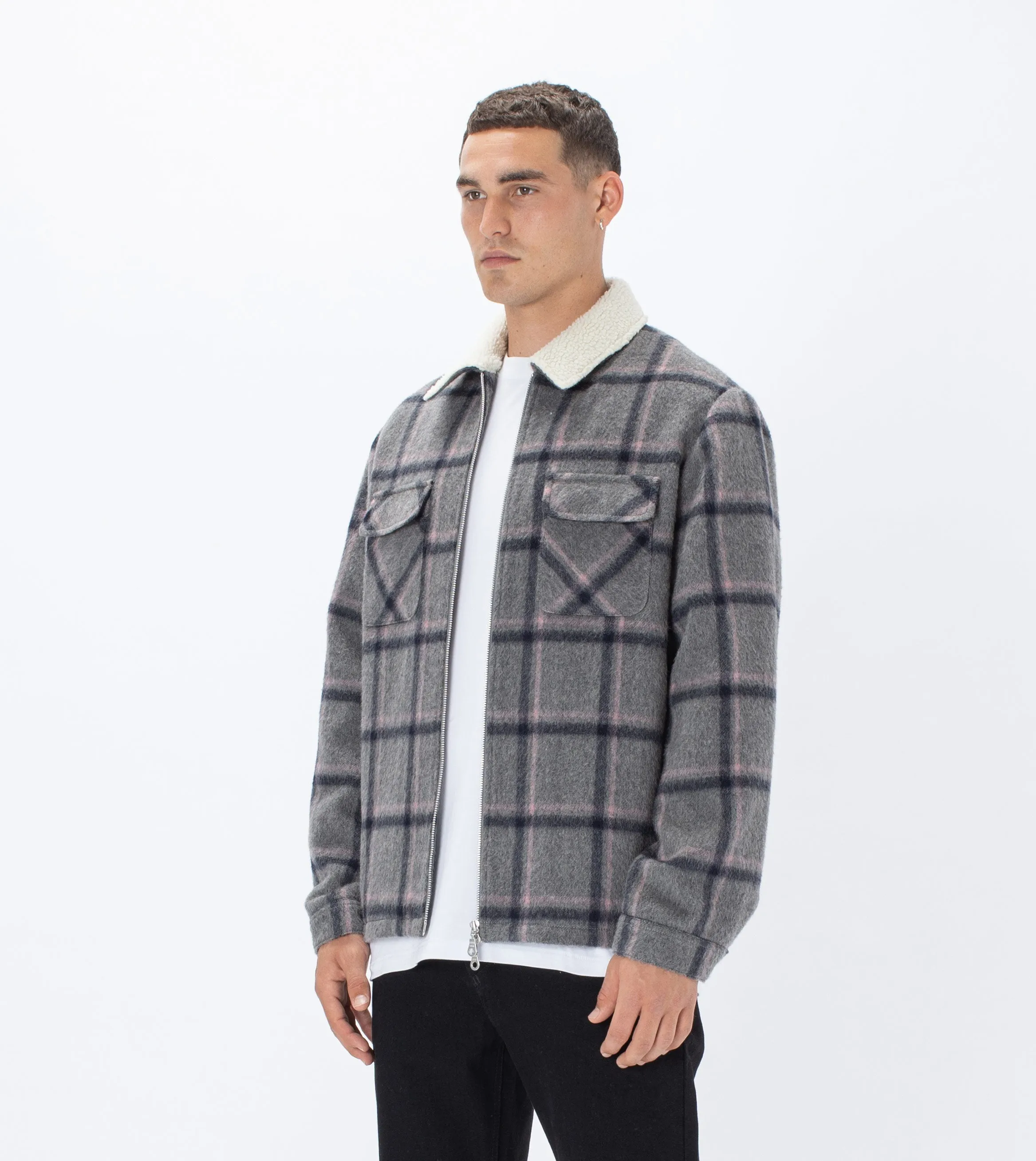Plaid Work Jacket Grey/Musk sold by Zanerobe product image thumbnail 2