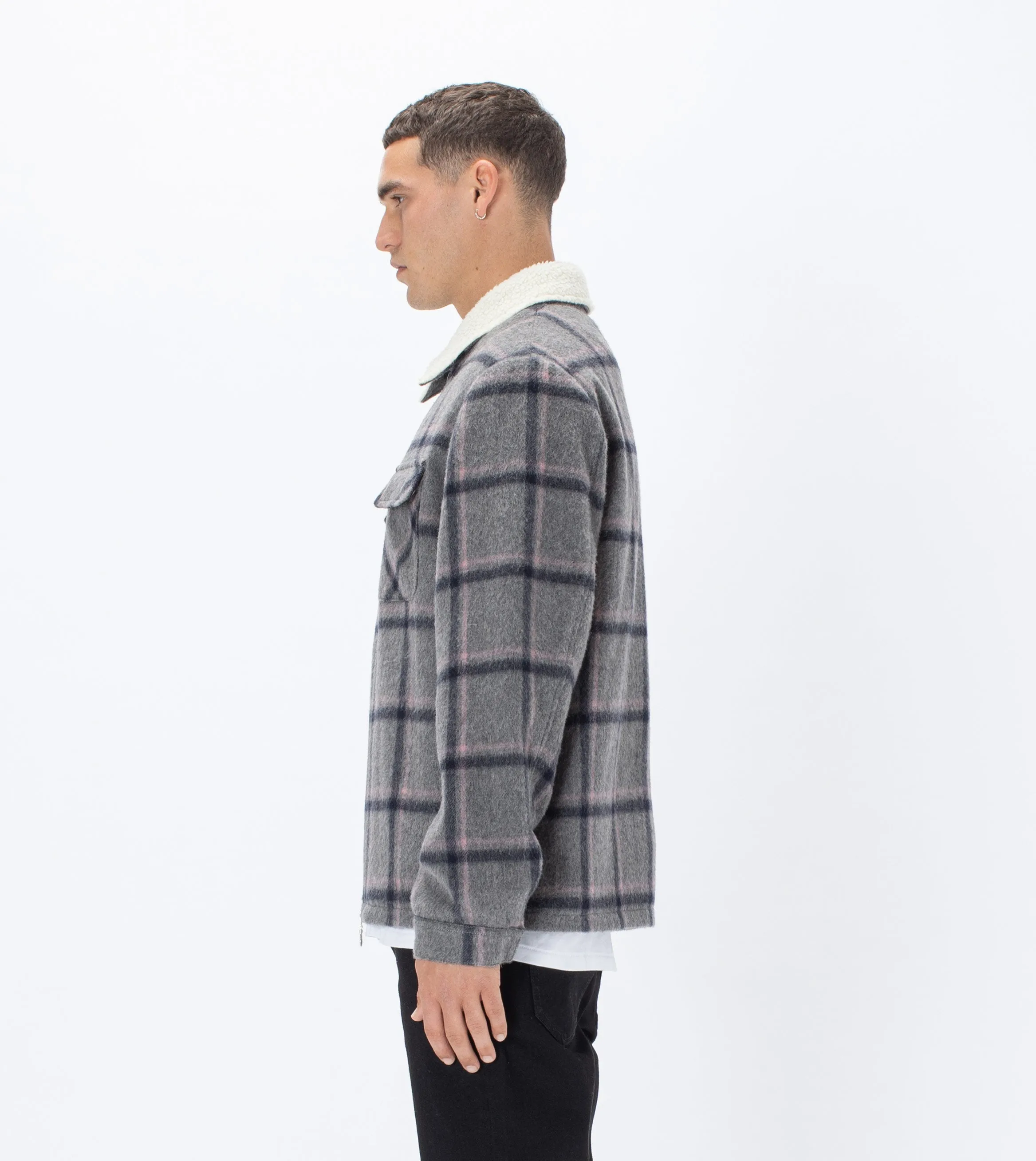 Plaid Work Jacket Grey/Musk sold by Zanerobe product image thumbnail 4