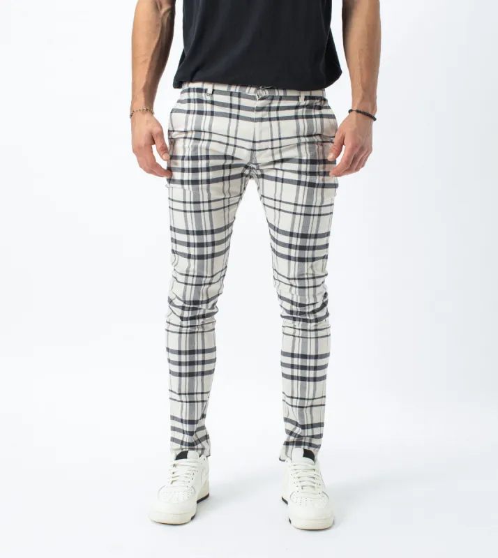Check Snapshot Chino Milk/Vintage Black sold by Zanerobe