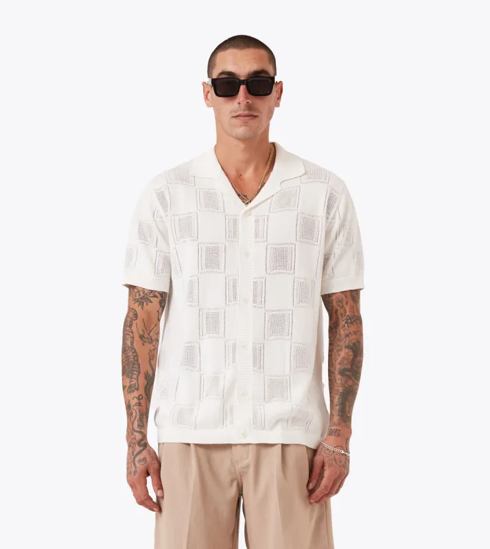 Check Knitted Shirt Vintage White sold by Zanerobe