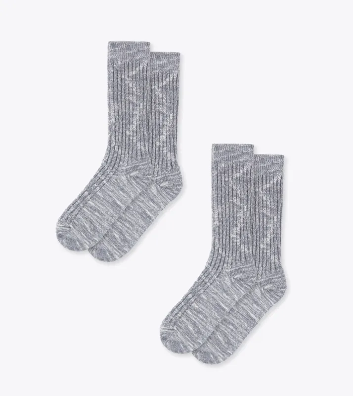 Slub Sock Grey/Natural (2 Pack) sold by Zanerobe
