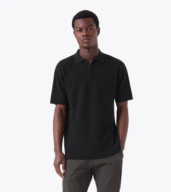 Knit Polo 01 Black sold by Zanerobe