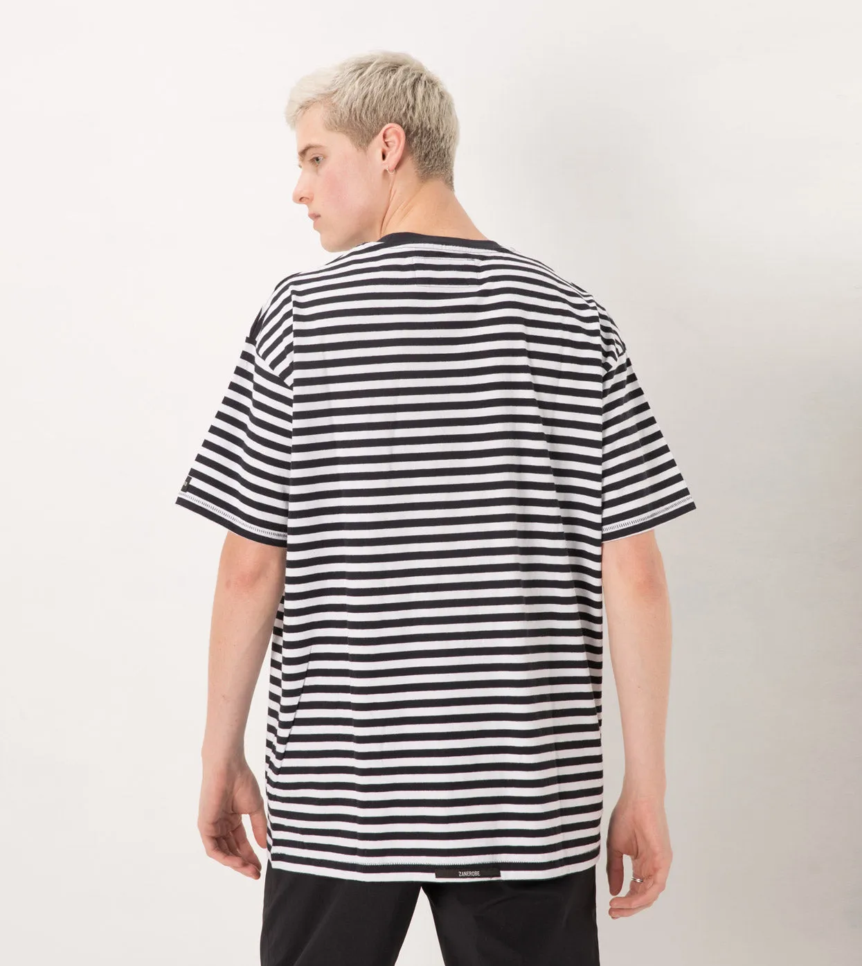 Stripe Box Tee White/Navy sold by Zanerobe product image thumbnail 5