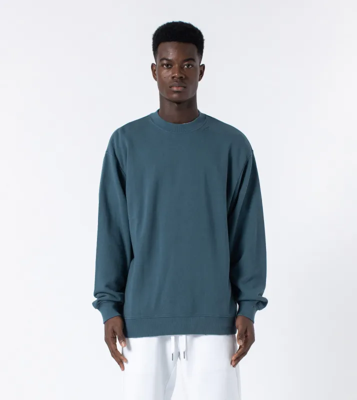 Ripped Orgo Crew Sweat Dk Aqua made by Zanerobe