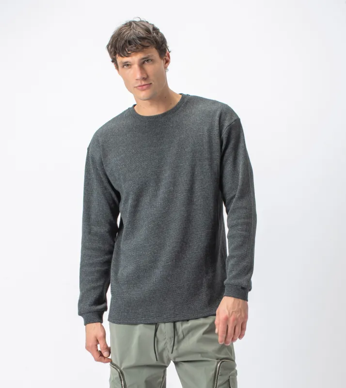 Waffle Box LS Tee Black Static sold by Zanerobe