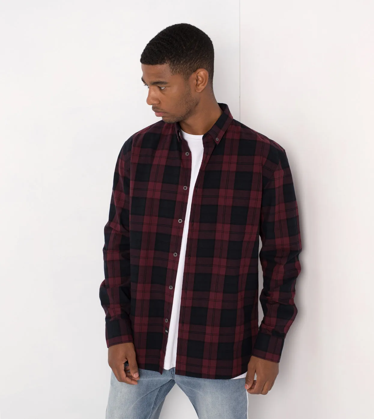Flannel LS Shirt Black/Port sold by Zanerobe product image thumbnail 4