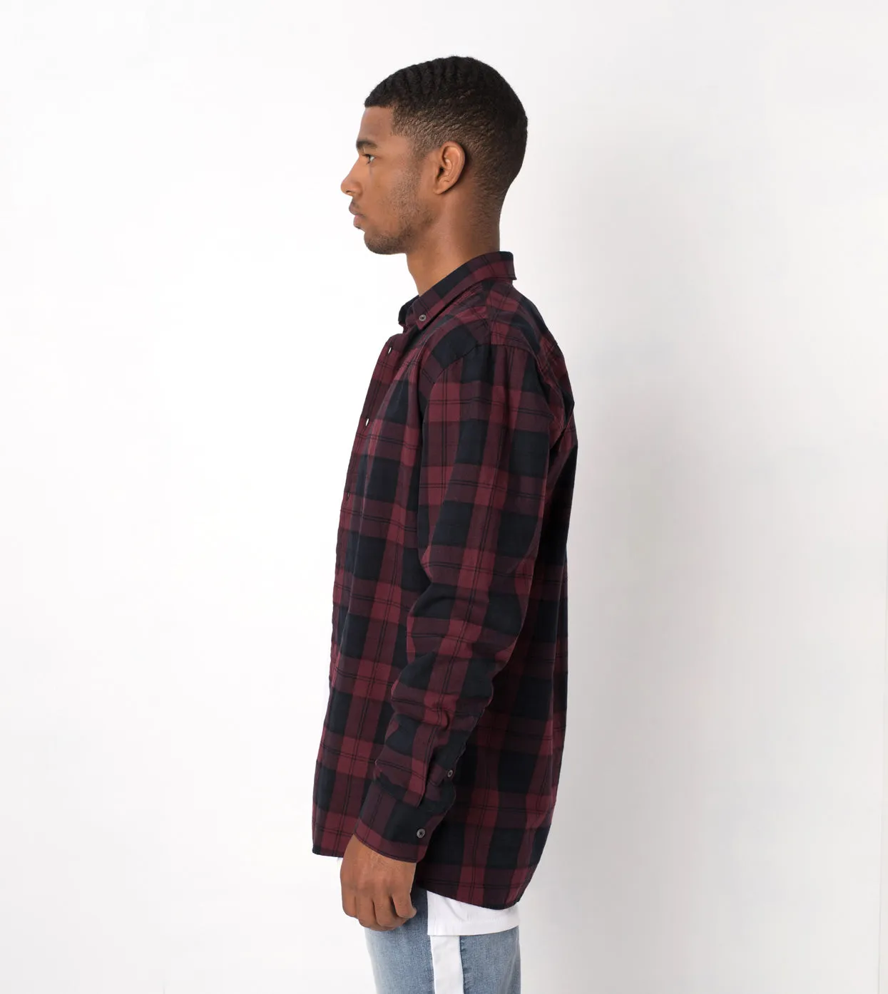 Flannel LS Shirt Black/Port sold by Zanerobe product image thumbnail 5