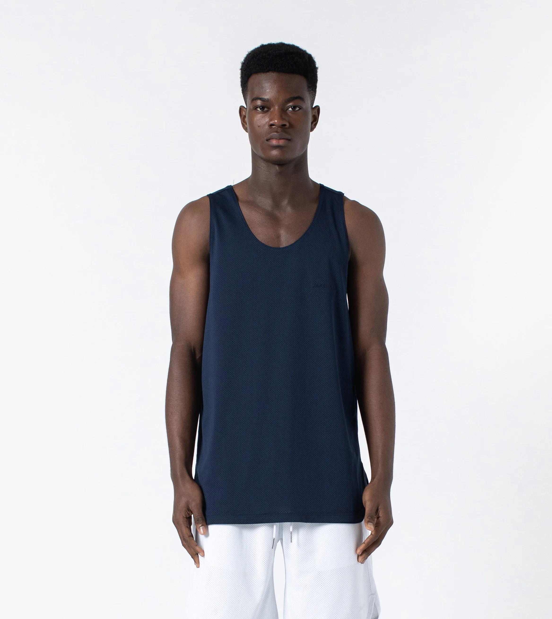 Mesh Rugger Tank Indigo sold by Zanerobe