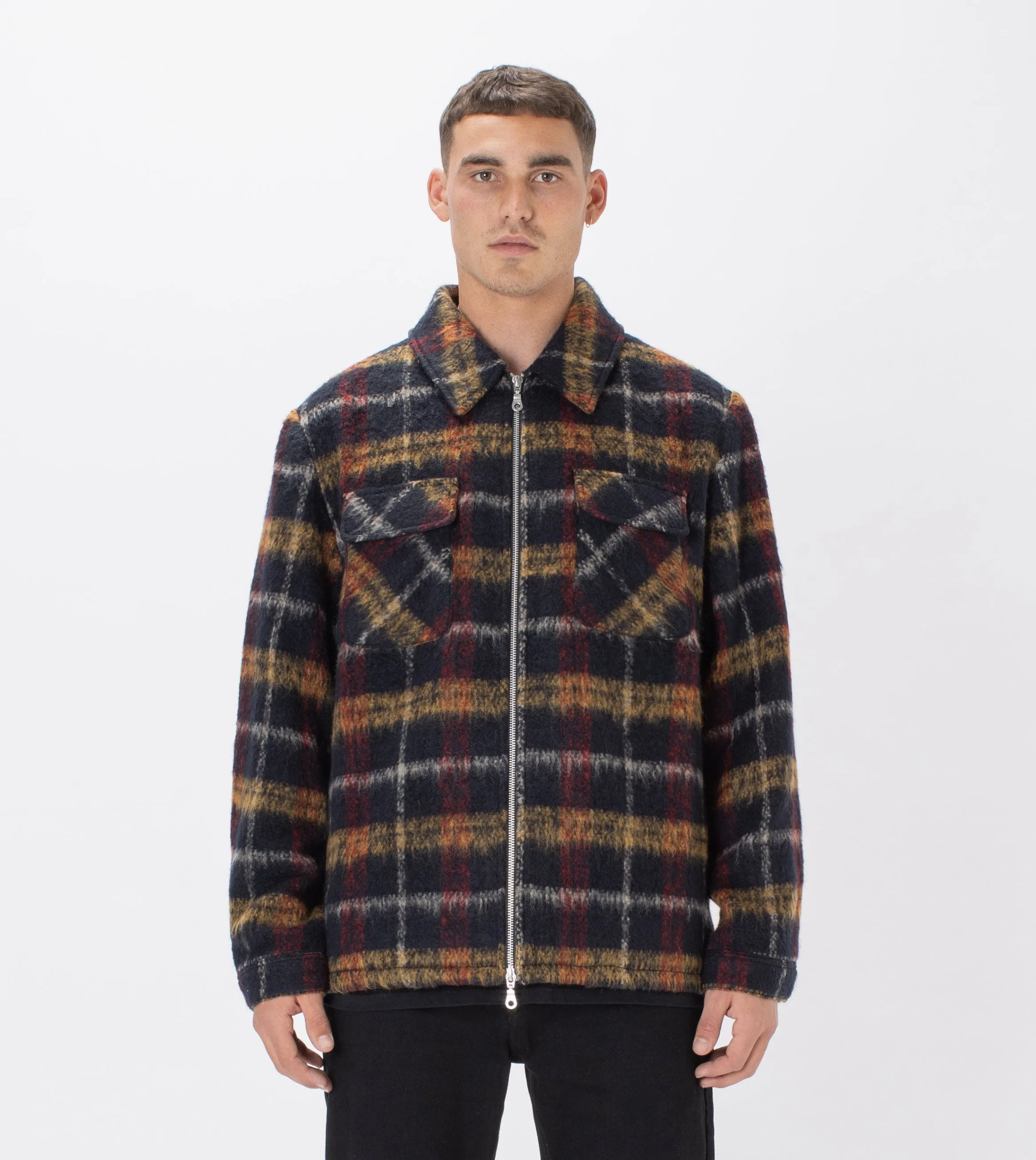 Plaid Work Jacket Black/Red sold by Zanerobe