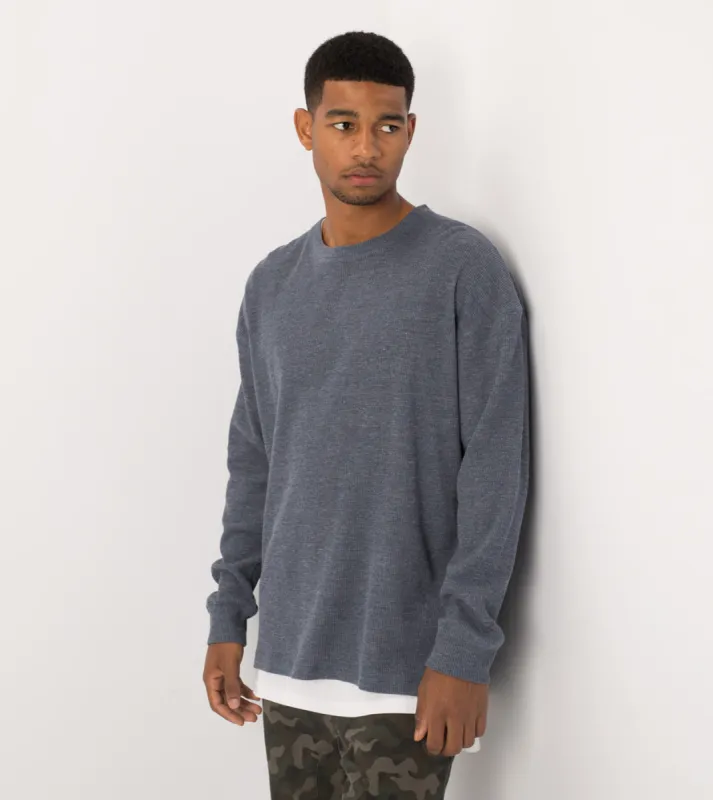 Waffle Rugger LS Tee Denim Marle sold by Zanerobe