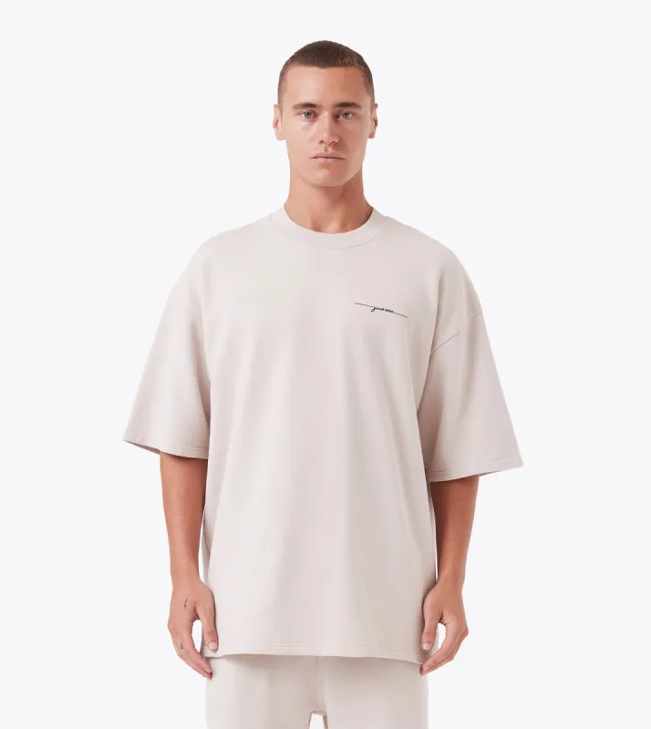 Rugger Fleece Tee Oat sold by Zanerobe