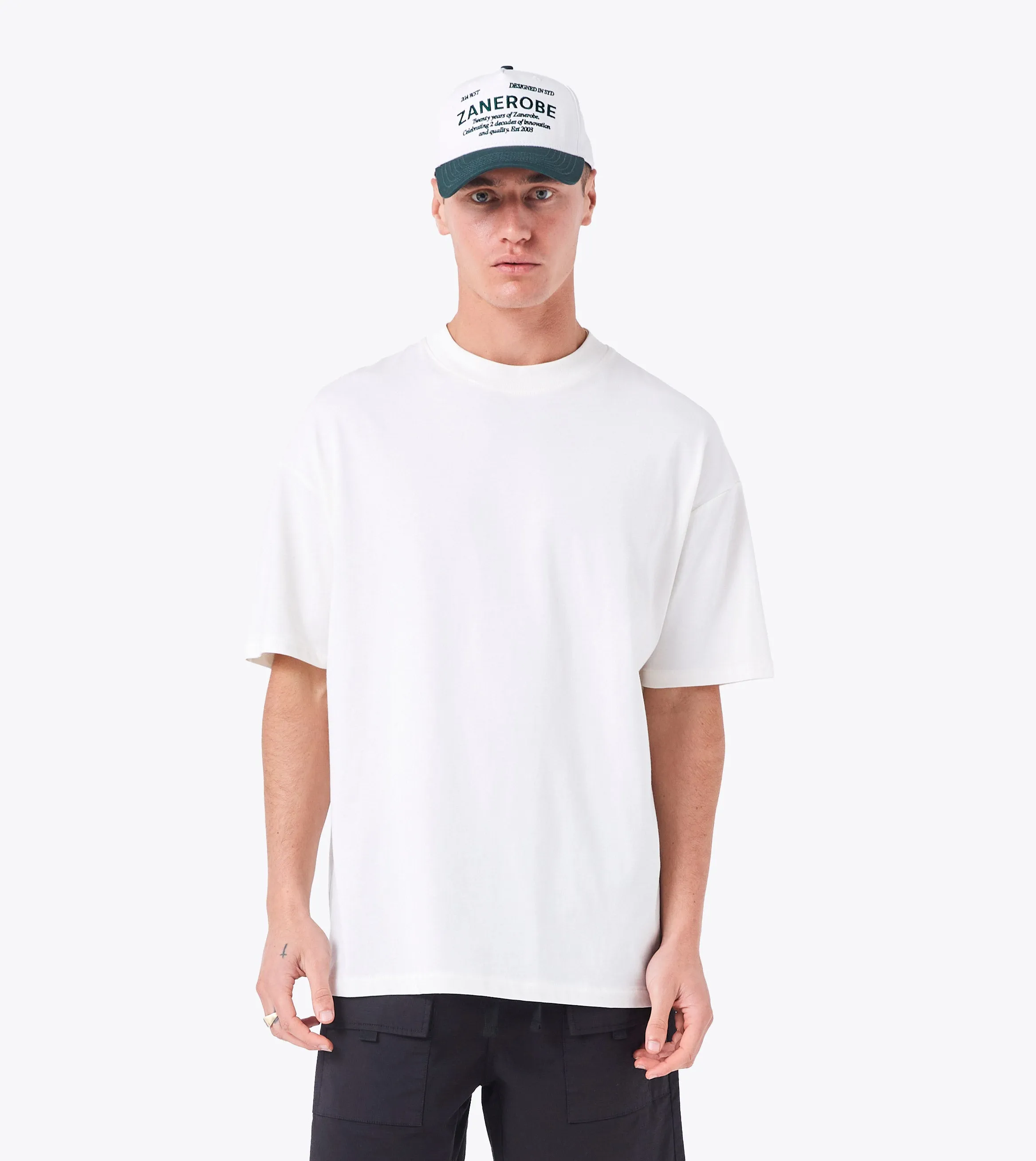 Box ++ Tee White sold by Zanerobe