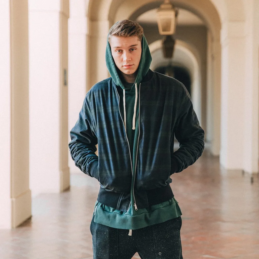 Plaid Reversible Bomber Ink/Forest sold by Zanerobe product image thumbnail 3