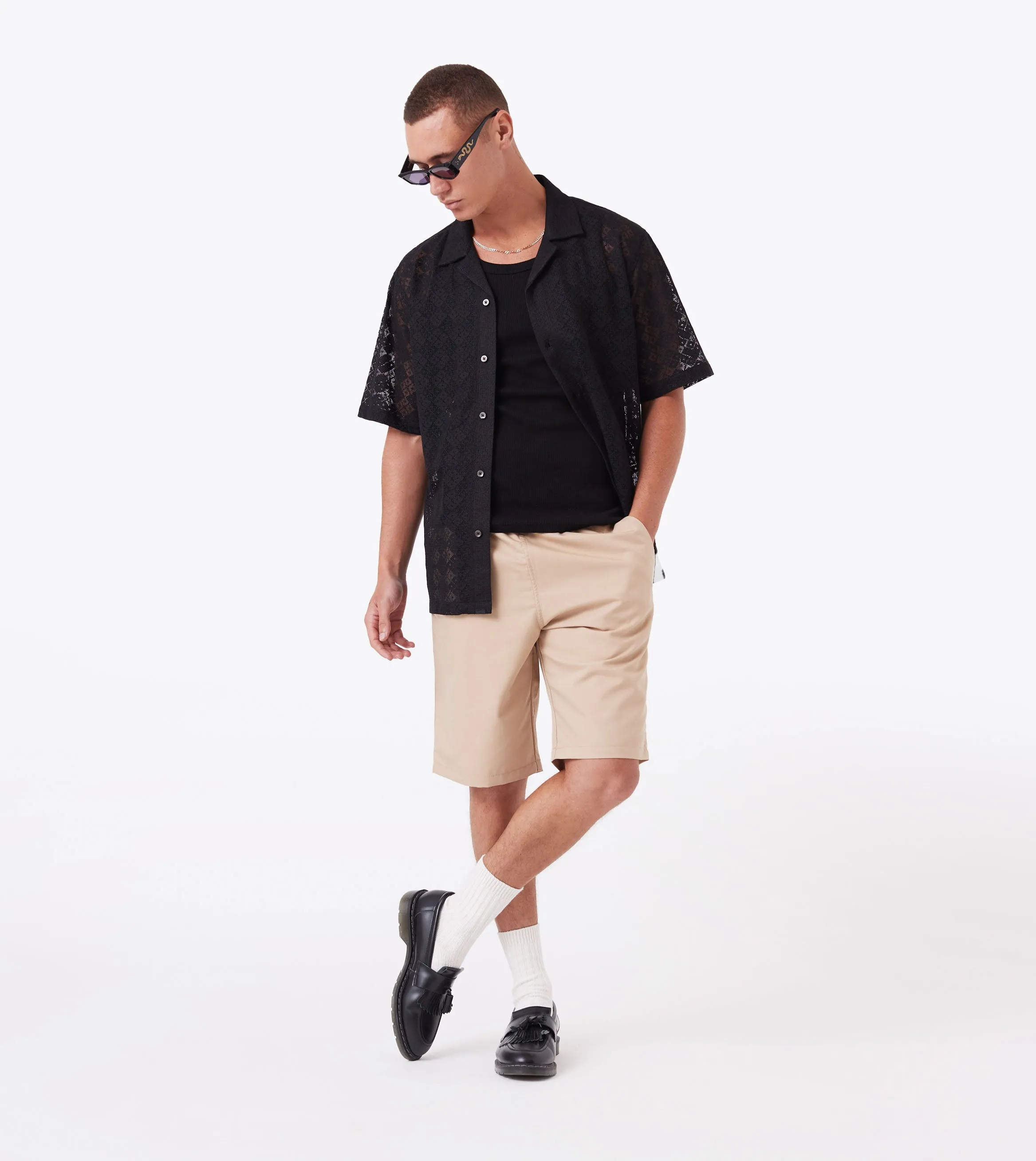 Lace Holiday SS Shirt Black sold by Zanerobe product image thumbnail 2