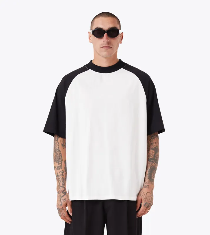 Raglan Lounge Tee Vintage White/Black sold by Zanerobe
