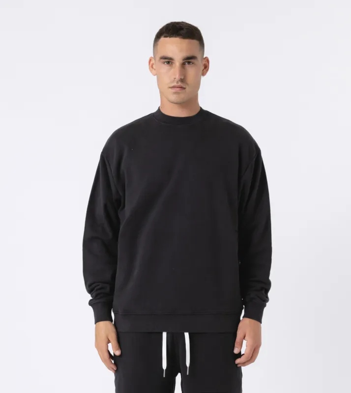 Orgo Crew Sweat GD Black sold by Zanerobe