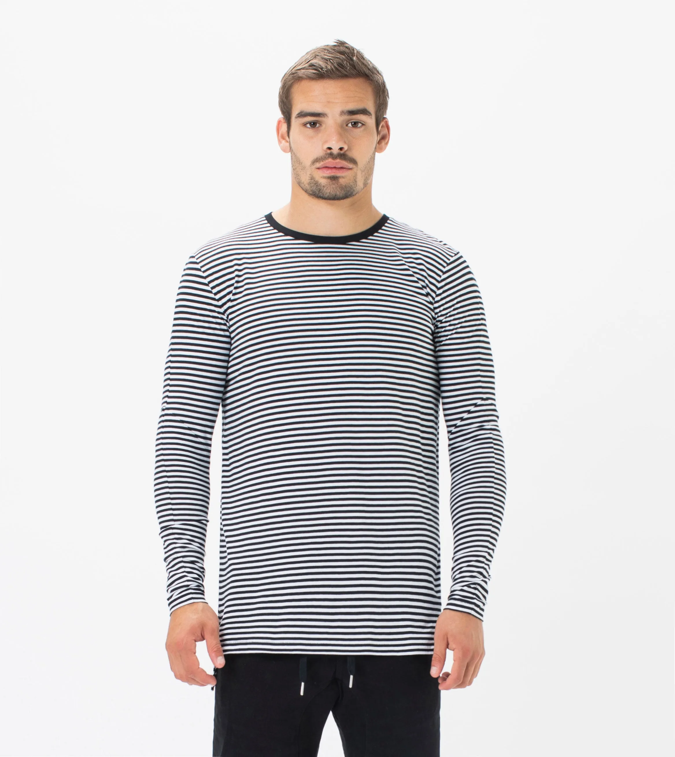 Flintlock Stripe LS Tee Black/White sold by Zanerobe