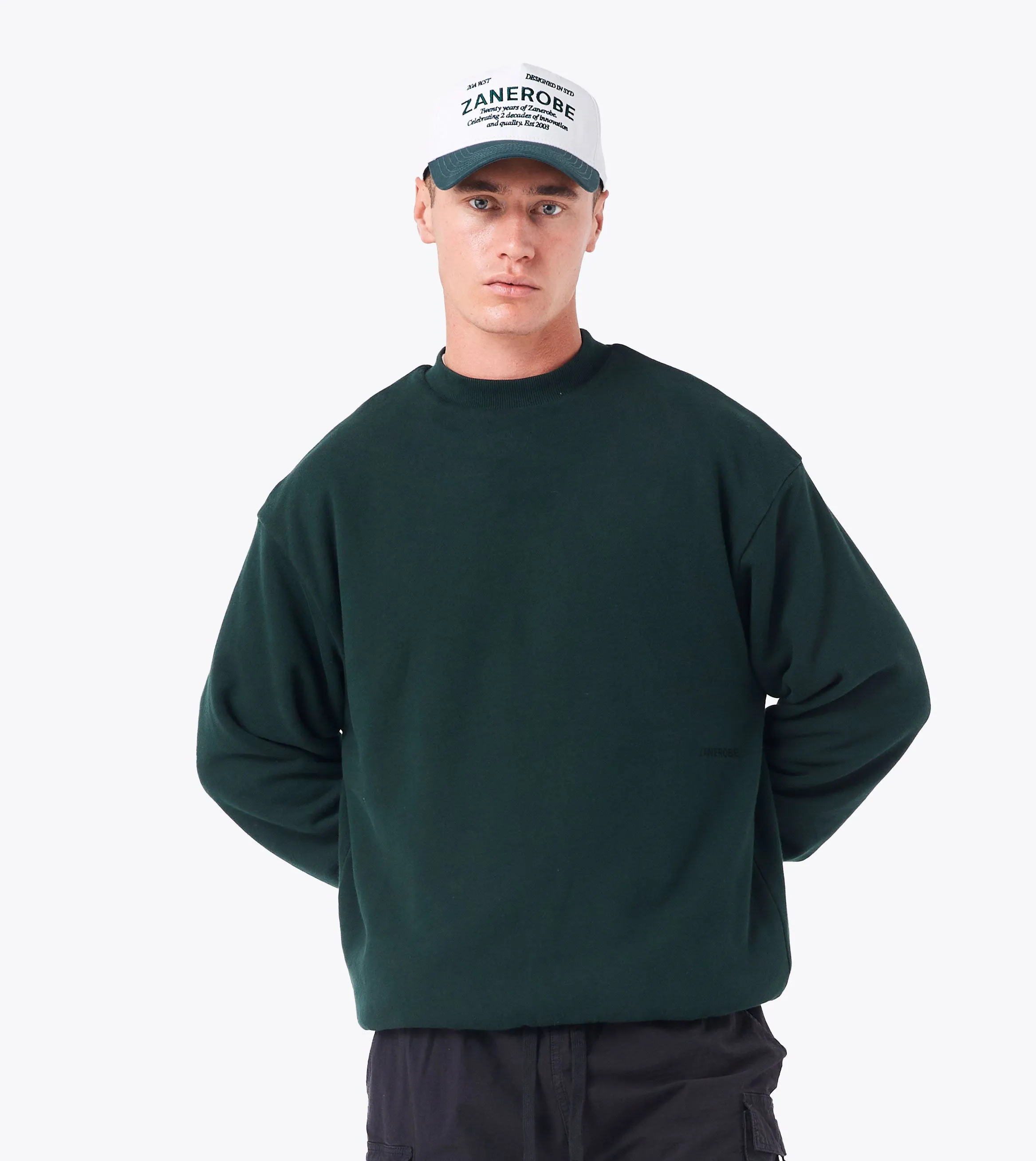 Double Down Crewneck Forest sold by Zanerobe