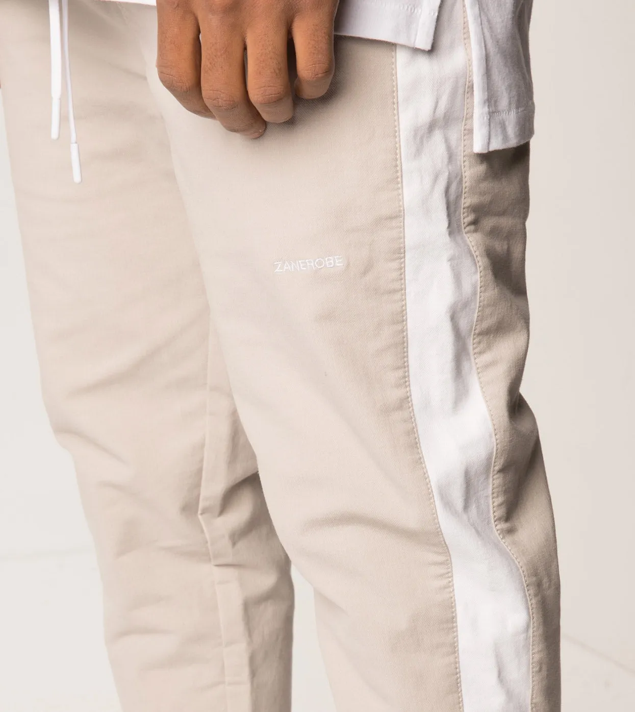 Jumpshot Track Pant Putty/White sold by Zanerobe product image thumbnail 3