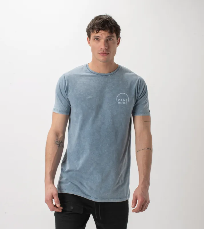 Rising Flintlock Tee Salt Blue sold by Zanerobe
