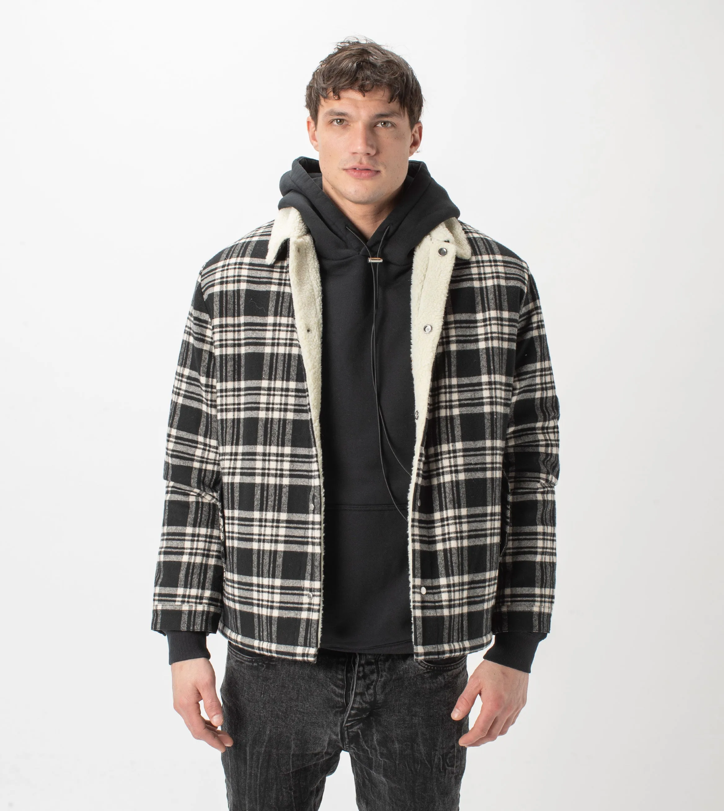 Sherpa Work Jacket Black/Milk sold by Zanerobe