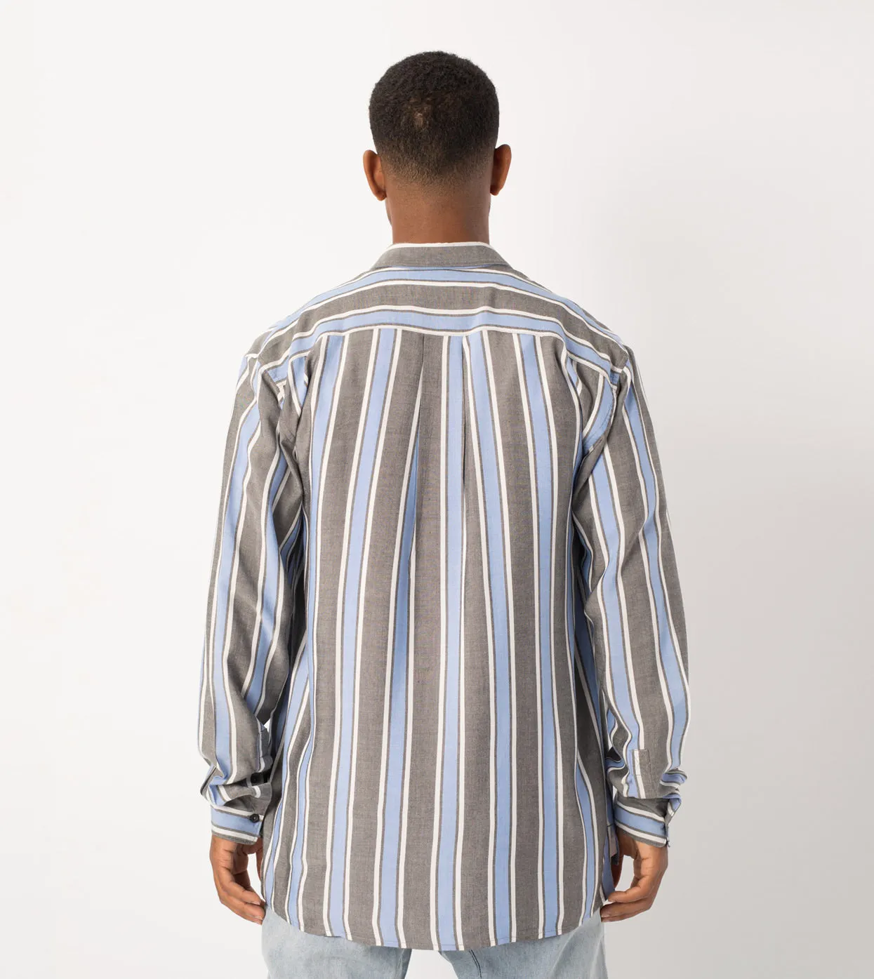 Stripe Rayon LS Shirt Black/Cobalt - Sale sold by Zanerobe product image thumbnail 5