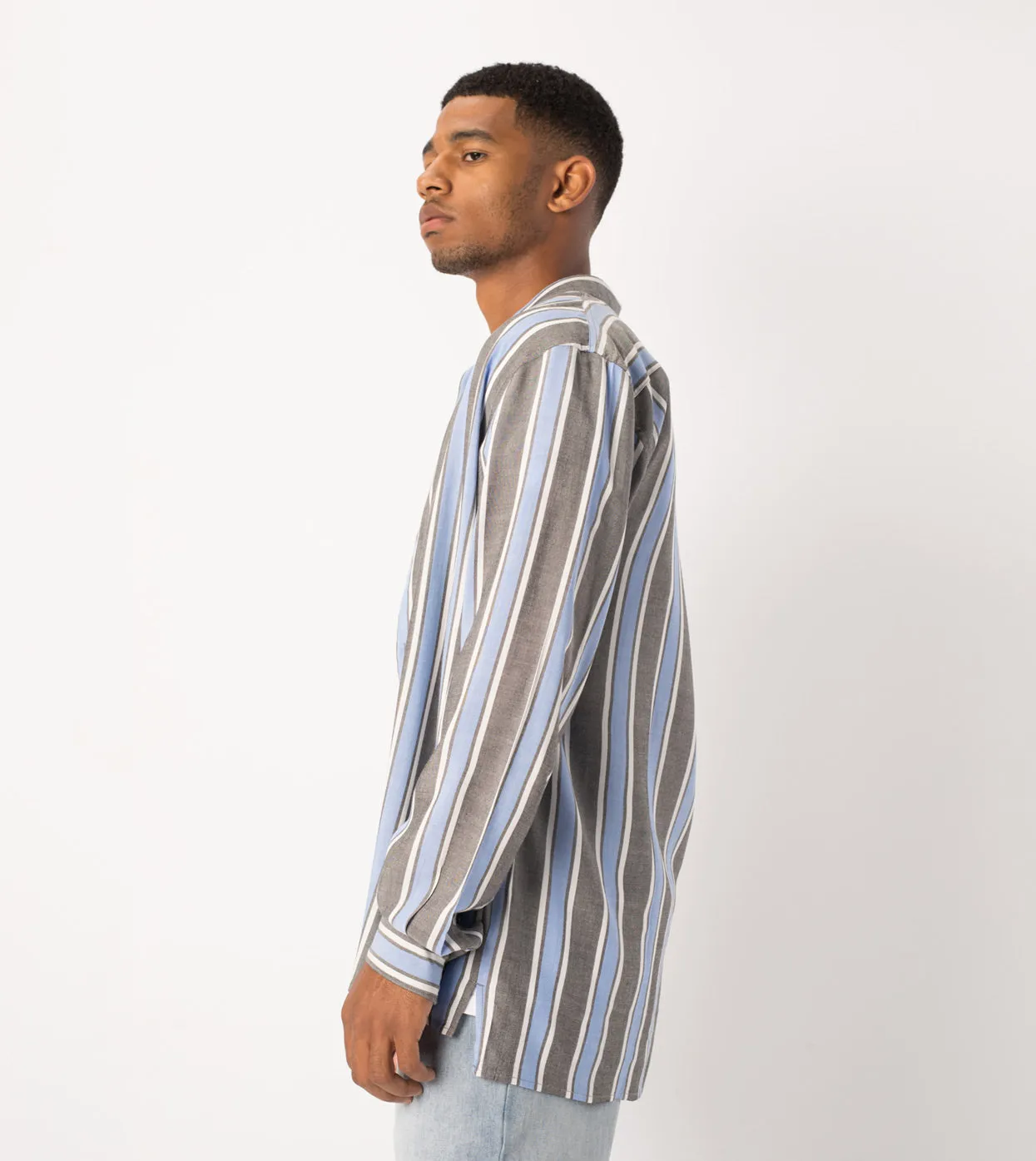 Stripe Rayon LS Shirt Black/Cobalt - Sale sold by Zanerobe product image thumbnail 4