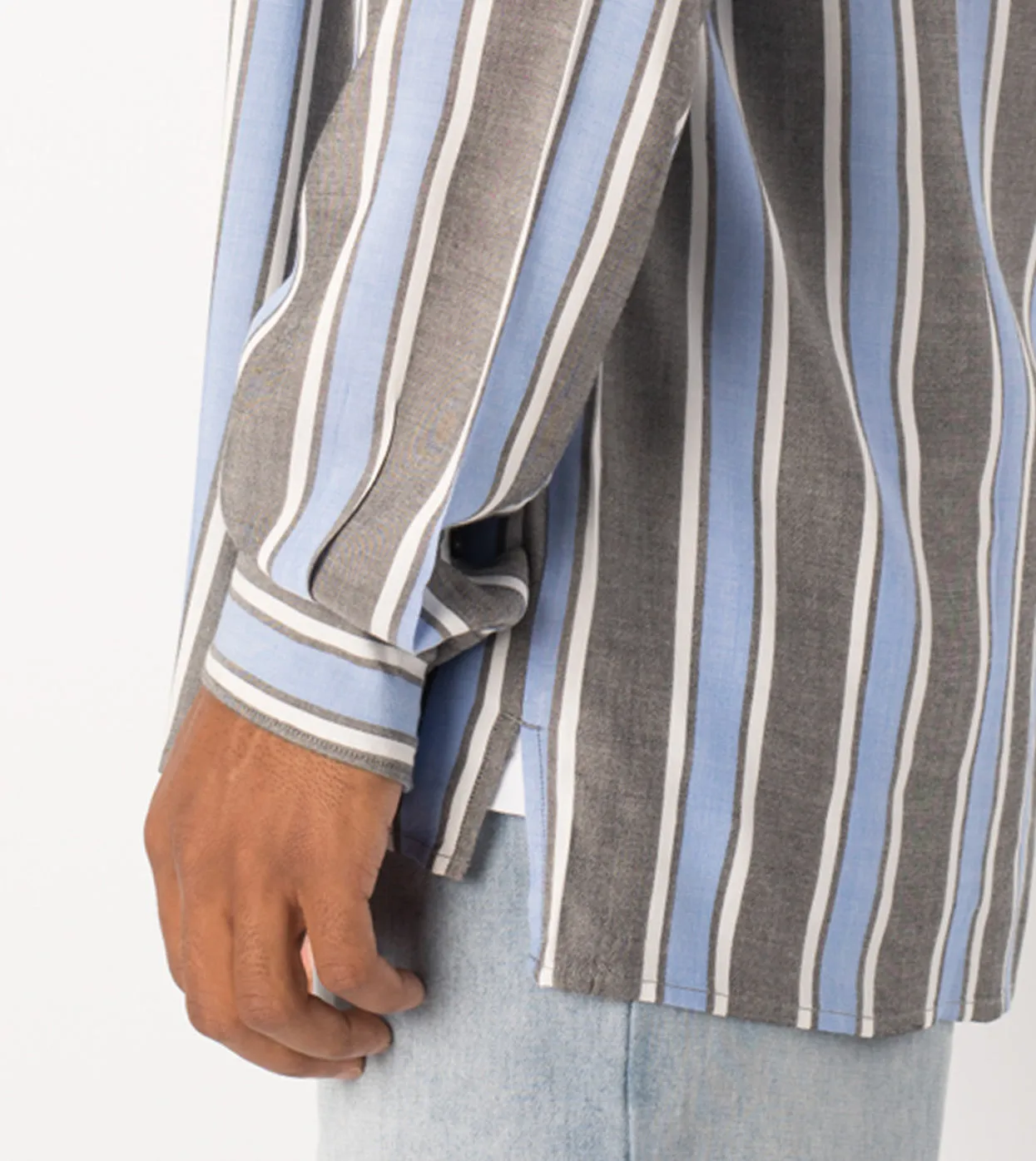 Stripe Rayon LS Shirt Black/Cobalt - Sale sold by Zanerobe product image thumbnail 3