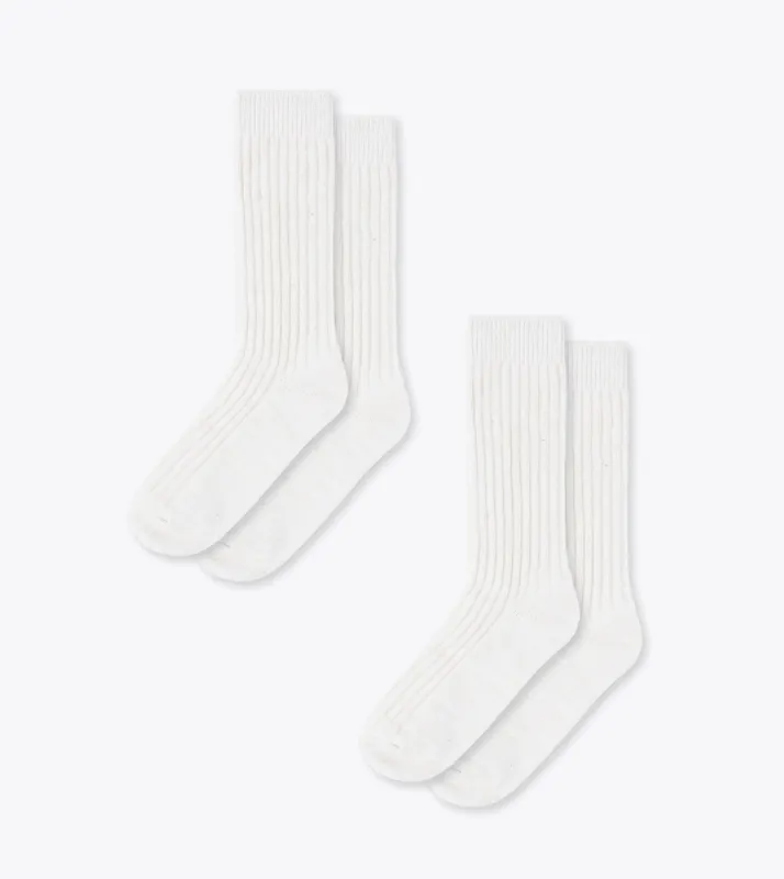Slub Sock White/Natural (2 Pack) sold by Zanerobe
