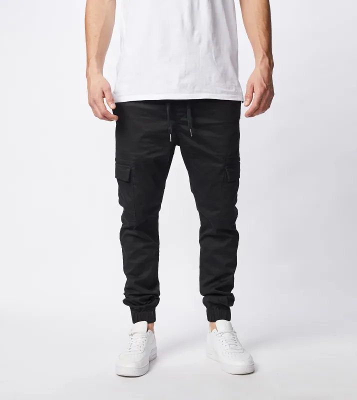 Sureshot Lightweight Cargo Jogger Washed Black sold by Zanerobe