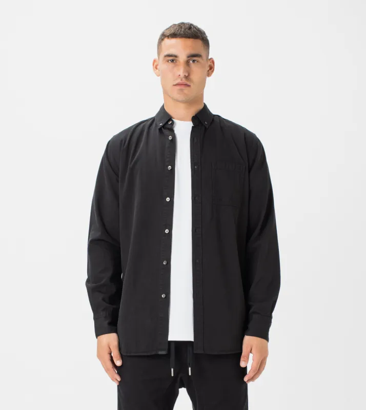 7 Foot Work Denim LS Shirt Washed Black sold by Zanerobe