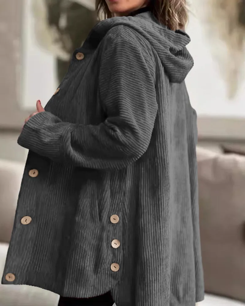 Urban Casual Hooded Corduroy Shirt Jacket sold by zeagoo product image thumbnail 5