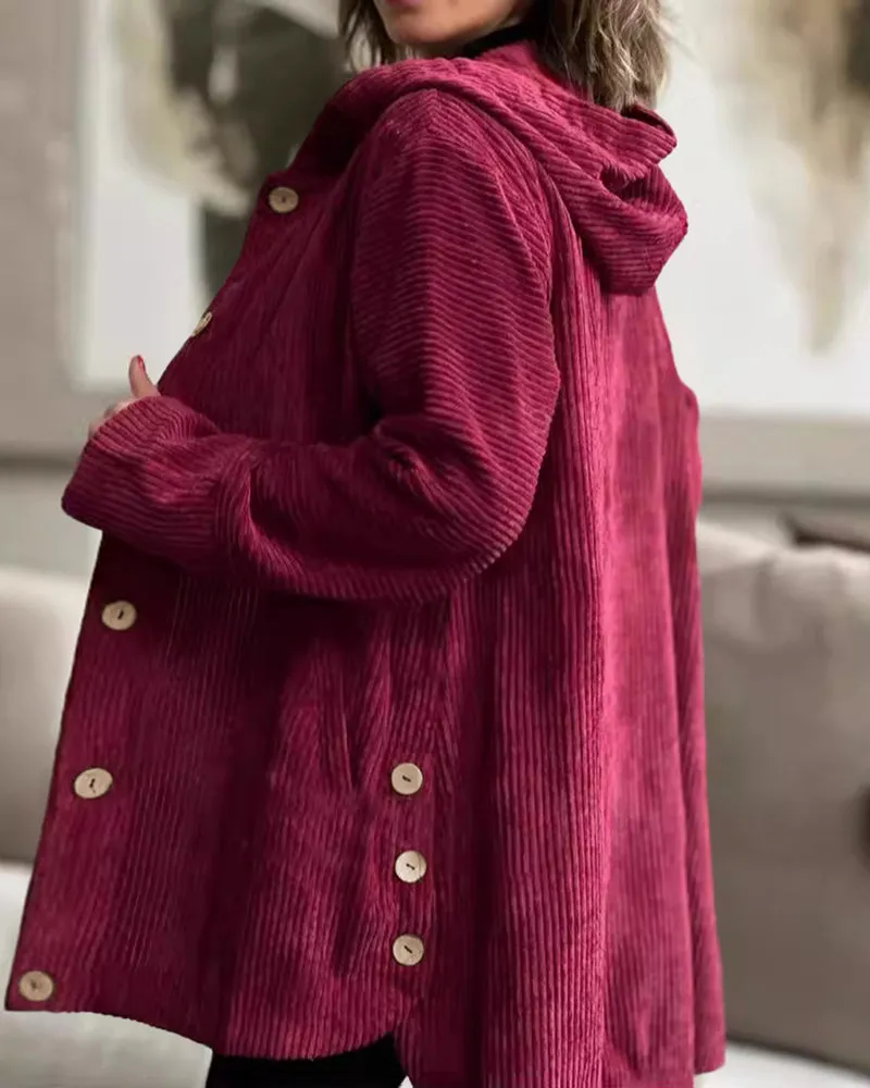 Urban Casual Hooded Corduroy Shirt Jacket sold by zeagoo product image thumbnail 2