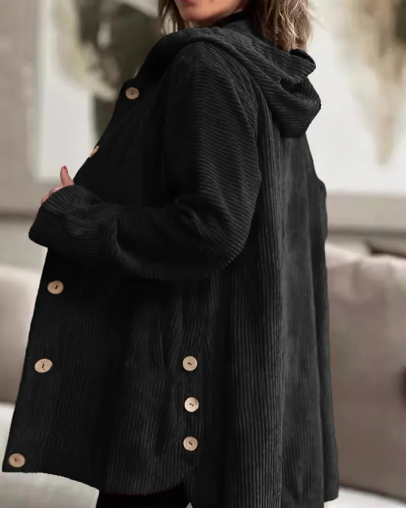 Urban Casual Hooded Corduroy Shirt Jacket sold by zeagoo product image thumbnail 3