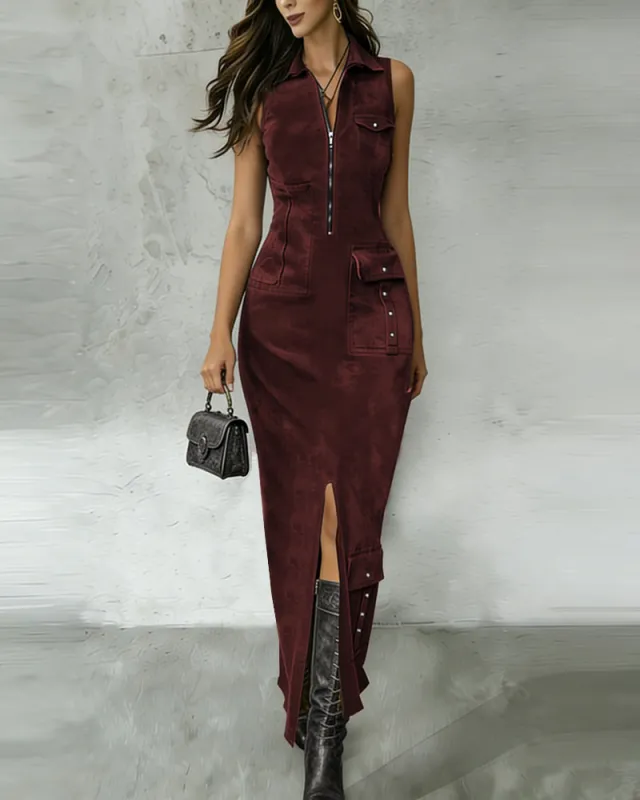 Elegant Retro Sleeveless Bodycon Maxi Dress sold by zeagoo