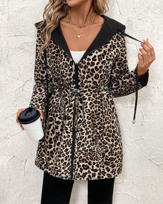Versatile Casual Leopard Print Reversible Coat sold by zeagoo
