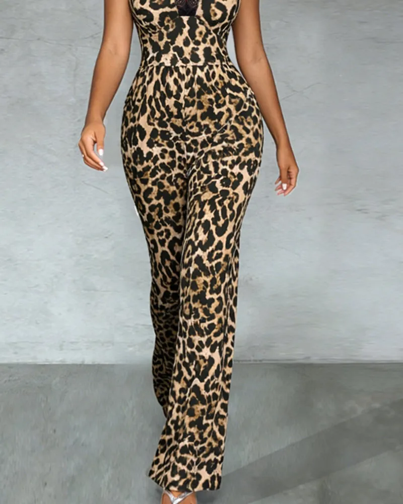 Fierce Fashion Leopard Print Jumpsuit sold by zeagoo product image thumbnail 4