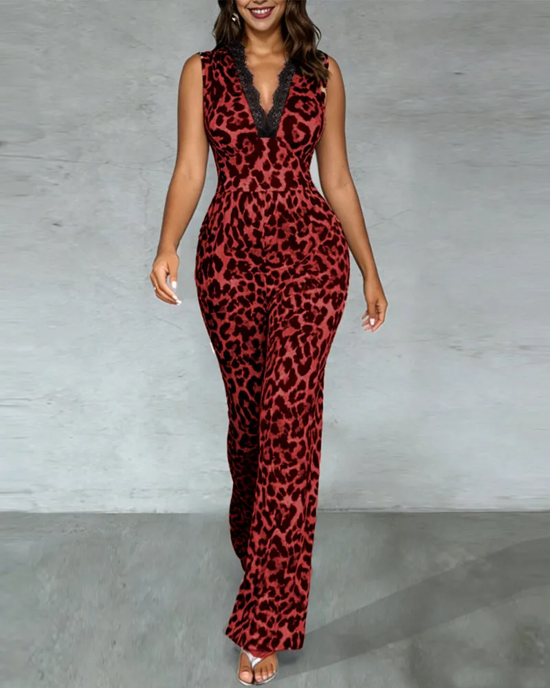 Fierce Fashion Leopard Print Jumpsuit sold by zeagoo product image thumbnail 2