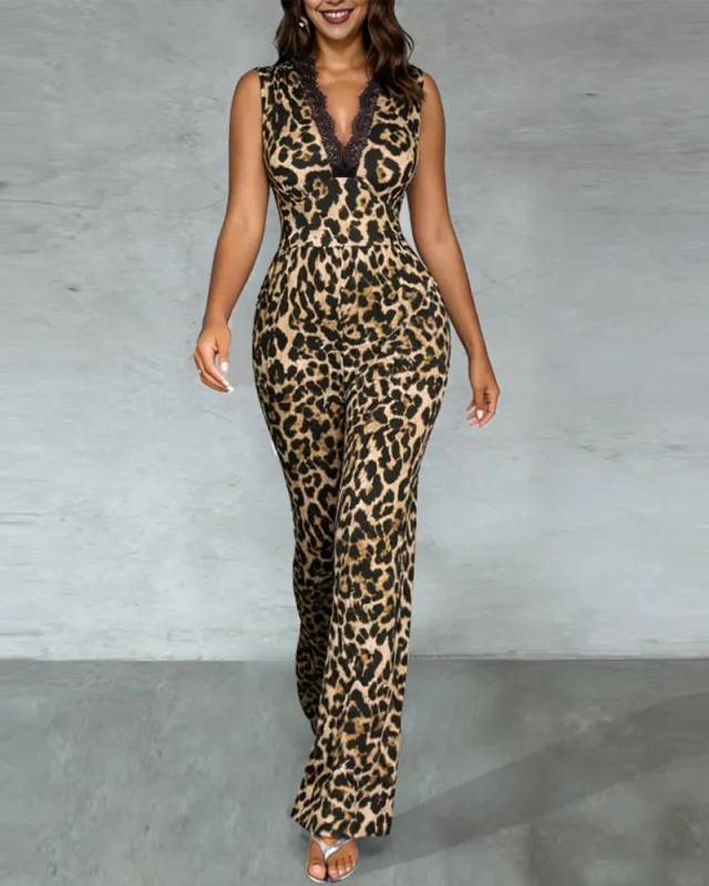 Fierce Fashion Leopard Print Jumpsuit made by zeagoo