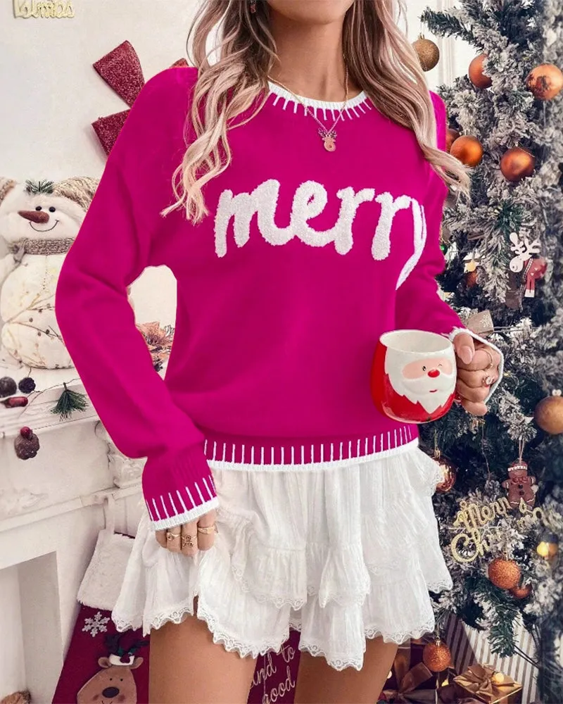 Zeagoo Contrast Edge Drop Shoulder Christmas Sweater sold by zeagoo product image thumbnail 4