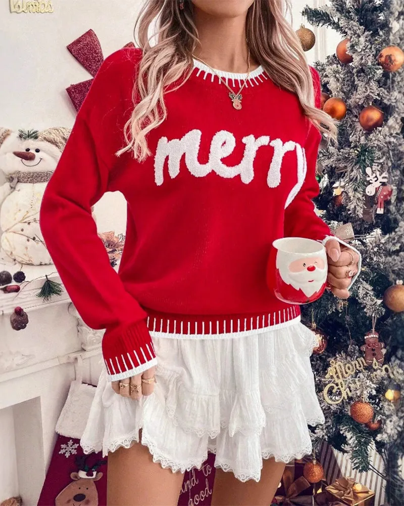 Zeagoo Contrast Edge Drop Shoulder Christmas Sweater sold by zeagoo product image thumbnail 3