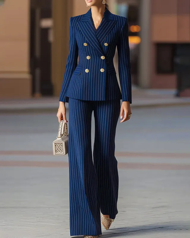 Smart Casual Stripe Matching Sets made by zeagoo