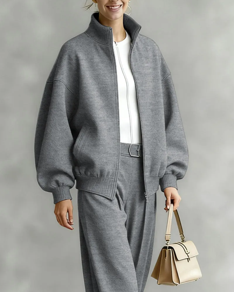 Versatile Casual Tweed Jacket Pants Set sold by zeagoo product image thumbnail 3
