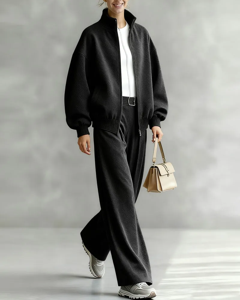 Versatile Casual Tweed Jacket Pants Set sold by zeagoo product image thumbnail 2