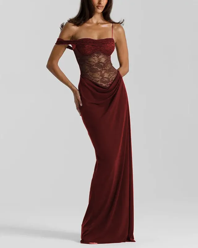 Elegant Lace Splice Formal Dress sold by zeagoo