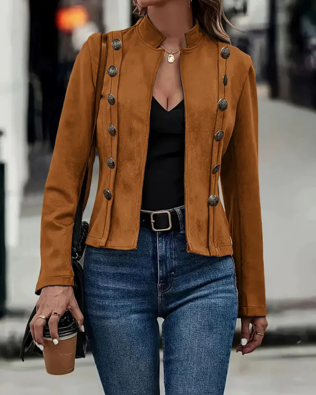 Vintage Open Front Suede Jacket sold by zeagoo