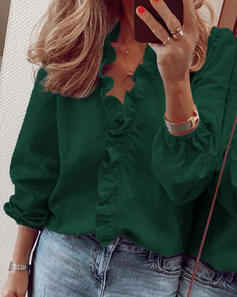 Elegant Ruffle V-Neck Top sold by zeagoo product image thumbnail 4